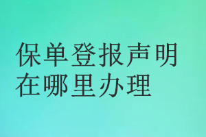 保單登報聲明在哪里辦理